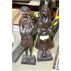 PAIR OF WOOD CARVED ORNAMENTS