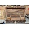 Image 1 : ANTIQUE WOOD, METAL AND LEATHER TOOLBOX