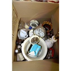 ESTATE BOX OF VINTAGE CLOCKS ETC