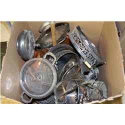 LARGE ESTATE BOX OF SILVERPLATED SERVERS