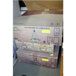 LOT OF 4 INCANDESCENT LIGHTS INCL.2-CHANDELIERS,