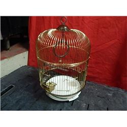 NEW BIRD CAGE - 330 - R - BRASS - 12" D X 17" H NO TOY