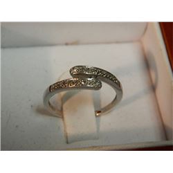 RING - DIAMOND STUDDED WRAP RING - 16 DIAMONDS SET IN .925 STERLING SILVER - INCLUDES CERTIFICATE $4