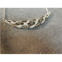 NECKLACE - BLACK DIAMOND TWIST DESIGN NECKLACE - 10 DIAMONDS IN STERLING SILVER SETTING - INCLUDES C