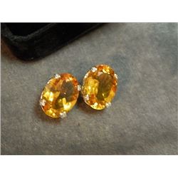 EARRINGS - TOTAL 23.07 CT OVAL FACETED CITRINE – LOVELY GOLDERN/YELLOW COLOUR - VS CLARITY - POST WI