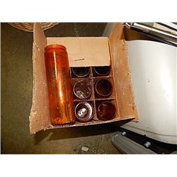 BOX OF VINTAGE GLASS CANDLE HOLDERS