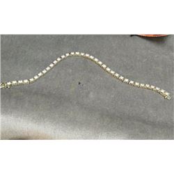 BRACLET - STERLING SILVER TENNIS BRACLET - WITH RHINESTONES / CRYSTALS WITH DOUBLE SAFETY CLASP - ST