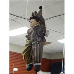 CLOWN DOLL ON SWING - STRIPPED SUIT
