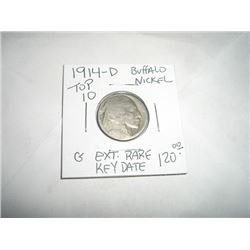 1914-D *EXTREMELY RARE TOP 10 KEY DATE* BUFFALO NICKEL RED BOOK VALUE $120.00+ *NICE EARLY GOOD GRAD