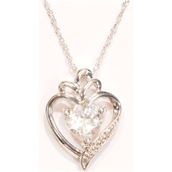 STERLING SILVER GENUINE WHITE TOPAZ HEART-SHAPED