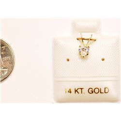 14KT GOLD CUBIC ZIRCONIA HEART-SHAPED PENDANT