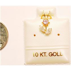 10KT GOLD CUBIC ZIRCONIA FLOWER PENDANT