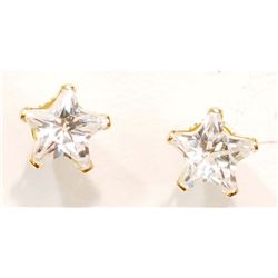 14KT GOLD CUBIC ZIRCONIA STAR-SHAPED EARRINGS