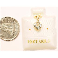 10KT GOLD GENUINE AQUAMARINE HEART SHAPED