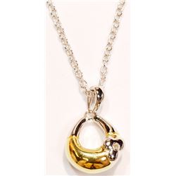 STERLING SILVER DIAMOND FLOWER PURSE PENDANT