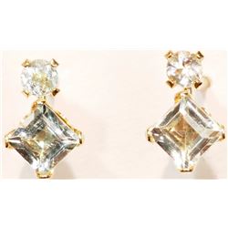 10KT GOLD GENUINE AQUAMARINE EARRINGS