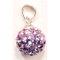 STERLING SILVER PURPLE CUBIC ZIRCONIA SPHERE PENDANT