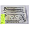 Image 1 : 1973 $1 CANADIAN UNC CONSECUTIVE S/N X4