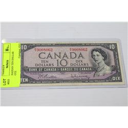 1954 CANADIAN TEN DOLLAR BANKNOTE