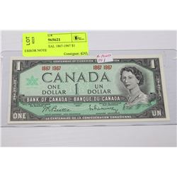 1967 CENTENNIAL 1867-1967 $1 ERROR NOTE
