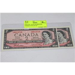 GEM UNC 1954 $2 BANKNOTES CONSECUTIVE S/N X2
