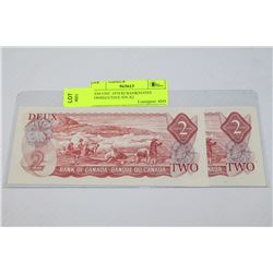 GEM UNC 1974 $2 BANKNOTES CONSECUTIVE S/N X2