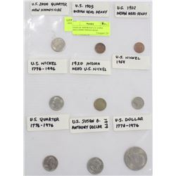 PAGE OF ASSORTED U.S. COINS INCLUDING INDIAN HEAD