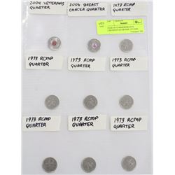 PAGE OF COMMEMORATIVE CANADIAN QUARTERS 1973-2006