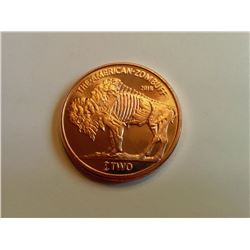 1-OZ PURE COPPER ZOMBIE BUFFALO COIN