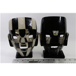 TWO MEXICAN STONE ART MASKS