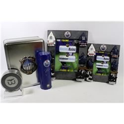 FLAT OF OILERS COLLECTIBLES INCLUDING FRAMES