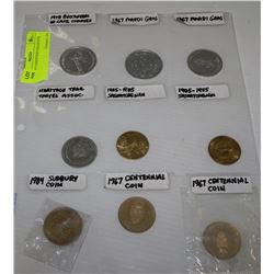 PAGE OF 9 ASSORTED COLLECTOR COINS