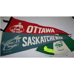1970'S OTTAWA & SASKATCHEWAN PENNANTS WITH