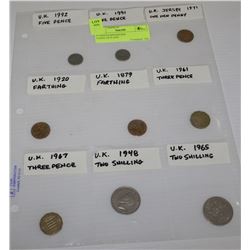 9 UNITED KINGDOM COINS-1879-1992