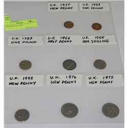 8 UK COINS-1955-1993