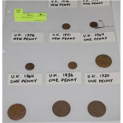 8 UK COINS- 1920-1978