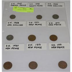 9 UK COINS - 1955-1993