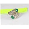 Image 1 : STERLING SILVER EMERALD & CZ RING - 13.2 GRAMS