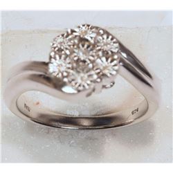 STERLING SILVER  DIAMOND  RING  WITH 7 DIAMONDS