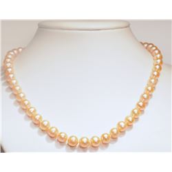 NATURAL FRESHWATER PINK COLOR NECKLACE W/ COA