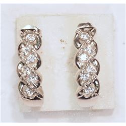 STERLING SILVER DIAMOND & CZ EARRING W/ COA