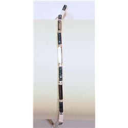 STERLING SILVER BLUE DIAMOND BRACELET W/ COA