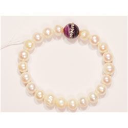 NATURAL FRESHWATER PEARL BRACELET W/ COA