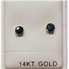 Image 1 : 14KT GOLD BLUE GREEN DIAMOND EARRINGS W/ COA