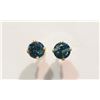 Image 2 : 14KT GOLD BLUE GREEN DIAMOND EARRINGS W/ COA