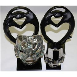 FLAT OF TWO MEXICAN STONE MASKS AND ART PEICES