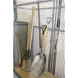 ASSORTED SHOVELS & PICK AXE