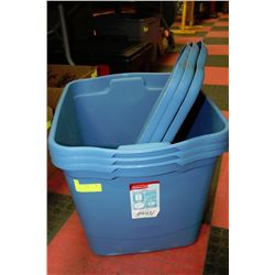 BLUE RUBBERMAID BINS WITH LIDS X3