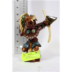 GUERRERO AZTECA WARRIOR-WOODEN OBSIDIAN STONE