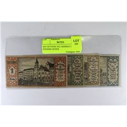 SET OF FOUR 1921 GERMAN 50 PFENNIG NOTES